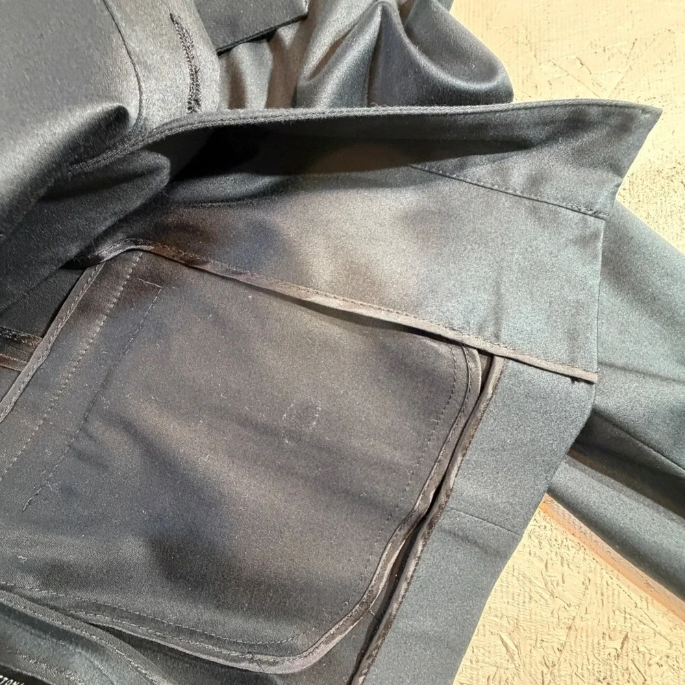 Lafayette 148 Cotton Blazer Size 8 Black Oversized Lapel Hidden Closure